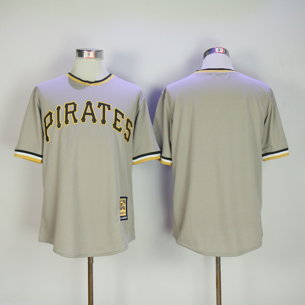 Men Pittsburgh Pirates Blank Grey Throwback MLB Jerseys